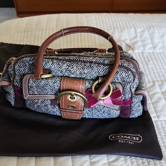 Vintage Coach Tweed Handbag - Picture 1 of 6